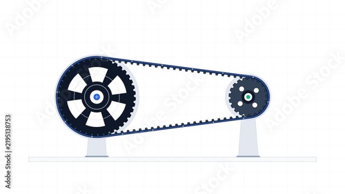 Animation of Timing Belt System Connecting Two Pulleys