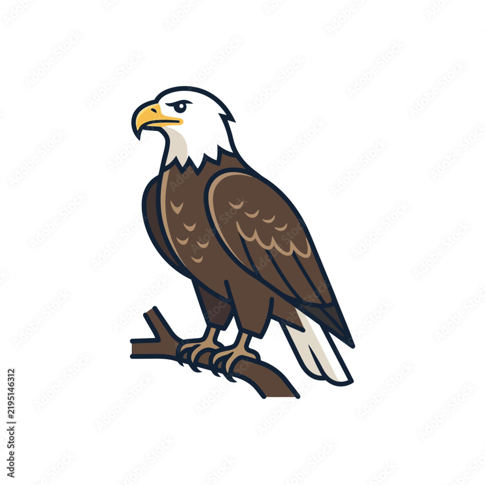Obraz premium Bald Eagle Perched Vector Illustration