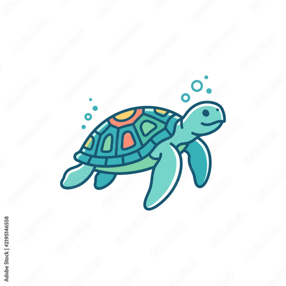 Fototapeta premium Cute Sea Turtle Vector Illustration
