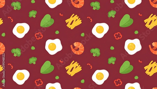Colorful breakfast food flat pattern design