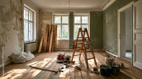 Modern Apartment Under Renovation with Interior Refurbishment and Home Remodeling Construction Concept