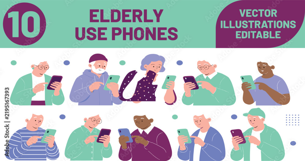 Obraz premium Elderly woman using smartphone in living room with natural light