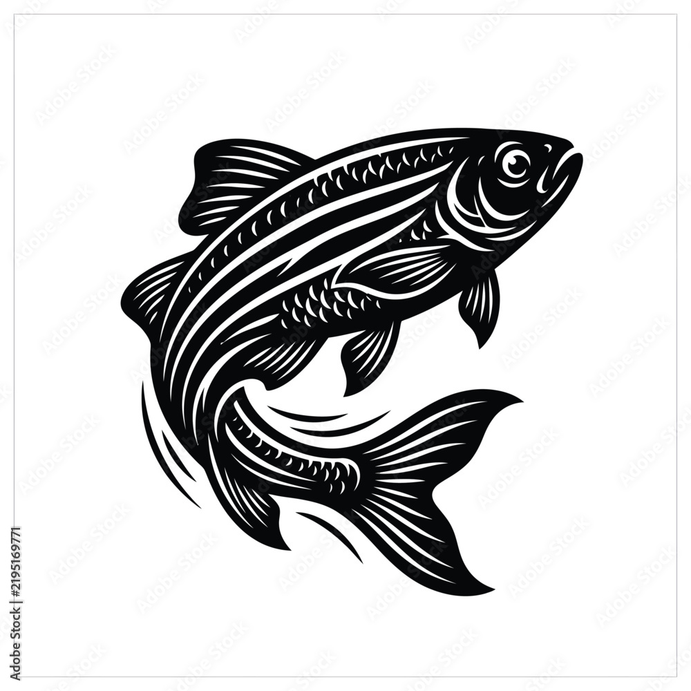 Fototapeta premium Black and white of a jumping fish aquatic animal wildlife