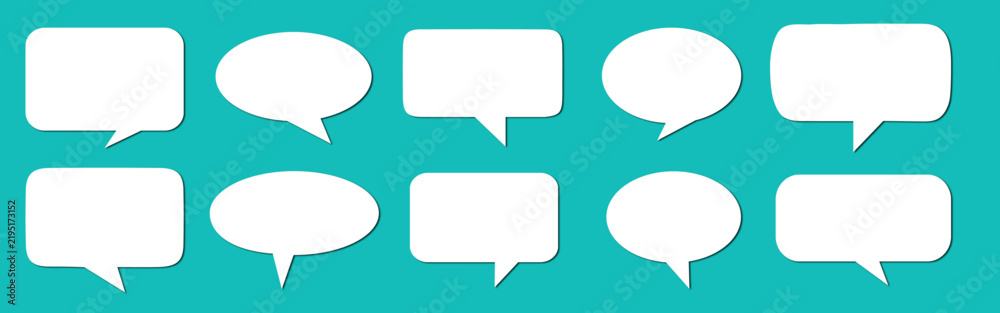 Obraz premium Blank speech bubbles isolated on a white background. Speech bubble comic. Set of vector blank white speech bubbles banner. 