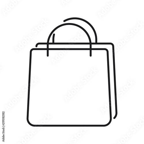 Elegant minimalist vector illustration of a retail shopping bag representing consumer purchases, fashion stores, boutiques, retail businesses, shopping centers, and commercial services. 