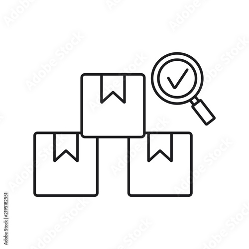 package verification, parcel, packages, delivery, checklist, verification, quality control, order checking, ecommerce, e-commerce, logistics, shipping, warehouse, inventory line icon