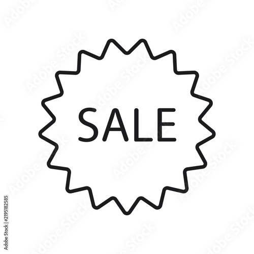 Bold linear vector badge displaying a sale message, representing retail promotions, seasonal discounts, special offers, clearance campaigns, reduced prices, and commercial shopping events