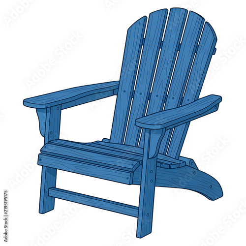 A blue wooden adirondack chair vector illustration isolated on transparent background