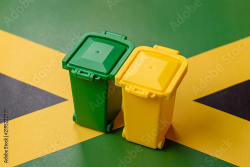 Foto Bins for trash or garbage, a conceptual background for selective and recycling w