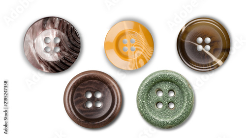 фотографія Group of assorted sewing buttons in different colors and materials with clothing