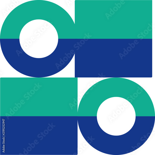 Modern Geometric Abstract Background with Minimalist Circular and Square Shapes