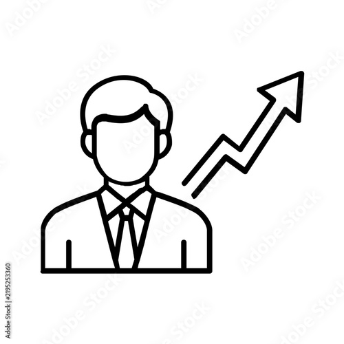 Professional CEO Icon with Upward Growth Arrow for Business Success and Leadership