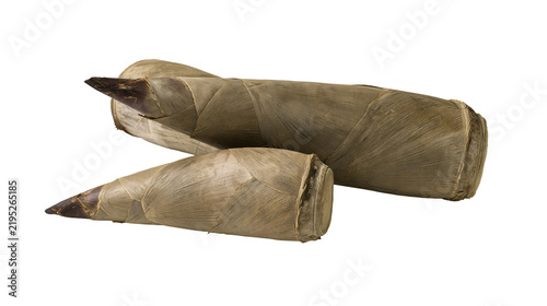Fotografie Isolated two natural sun-dried bamboo shoots, traditional healthy Asian food ingredient