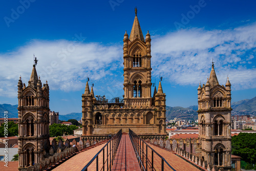 Rooftop walkway leading to the bell tower of Palermo Cathedral, Sicily