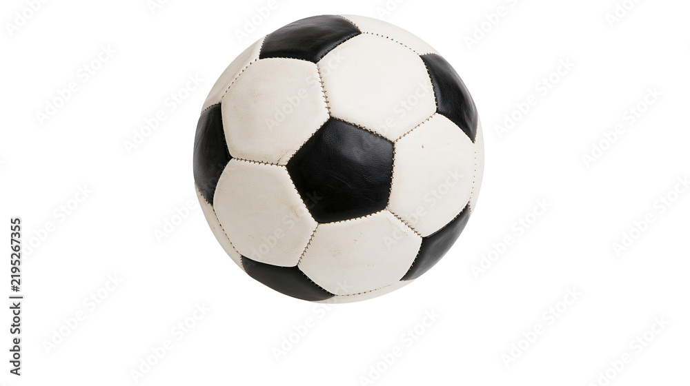 Fototapeta premium Isolated classic soccer ball with black and white panels, traditional sports game equipment