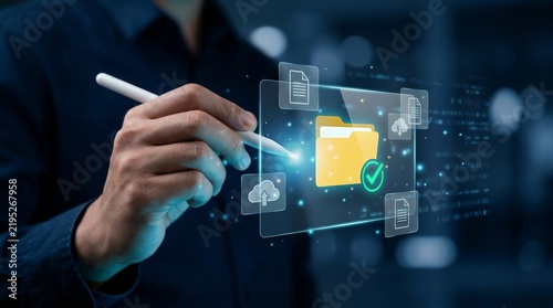 Document management system concept showing data access control and efficient organization.