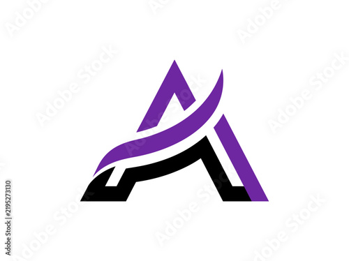Modern Abstract Letter A Logo Design With Purple And Black Flowing Elements
