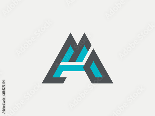 Modern Abstract Letter A Logo Geometric Design Aqua And Gray