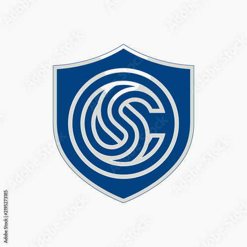 Modern Crest Emblem Symbol Logo Design Vibrant Blue And Silver Accents