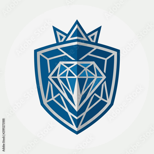 Modern Crest Logo With Diamond And Crown Emblem Design
