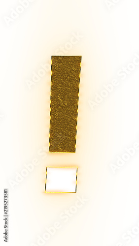 8K golden textured exclamation mark overlay with glassmorphism dot and transparent background for warnings and design