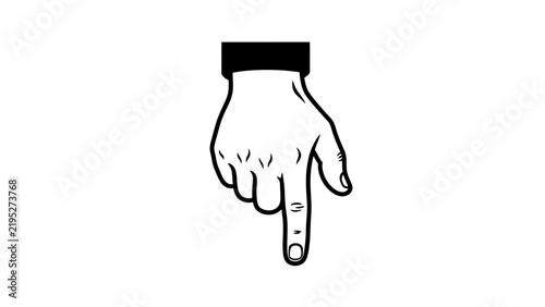 Black and White Pointing Hand Illustration
