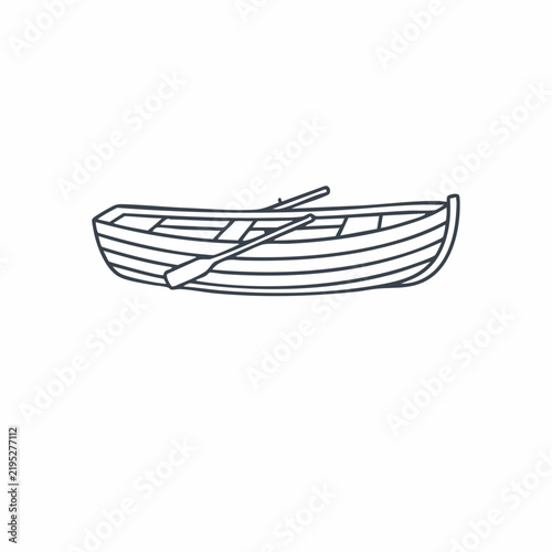 Rowboat Line Art Vector Illustration