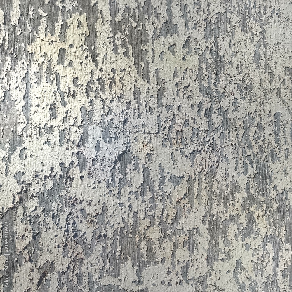 Fototapeta premium Vertical scratched wood texture with peeling grey and white paint, worn-out surface pattern
