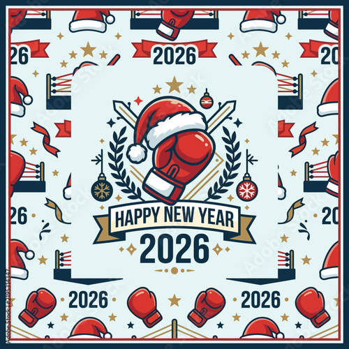 Happy New Year 2026 Boxing Theme Festive Illustration