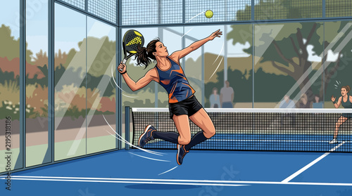 Dynamic Woman Playing Padel Tennis In Modern Court