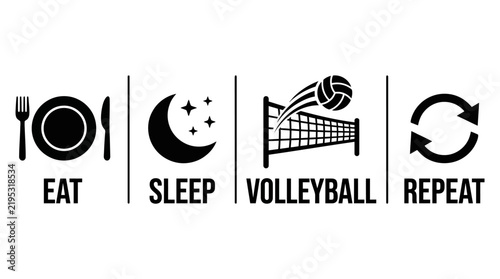 Eat Sleep Volleyball Repeat Vector Graphic Design