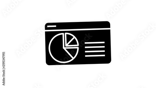 Black and White Graphic Icon of a Data Analytics Chart on White Background.
