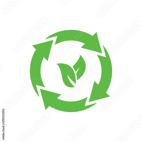 Green Recycling Symbol With Leaves icon