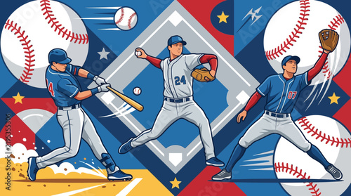 Dynamic Baseball Action With Athletes Competing In Vibrant Game Scenes