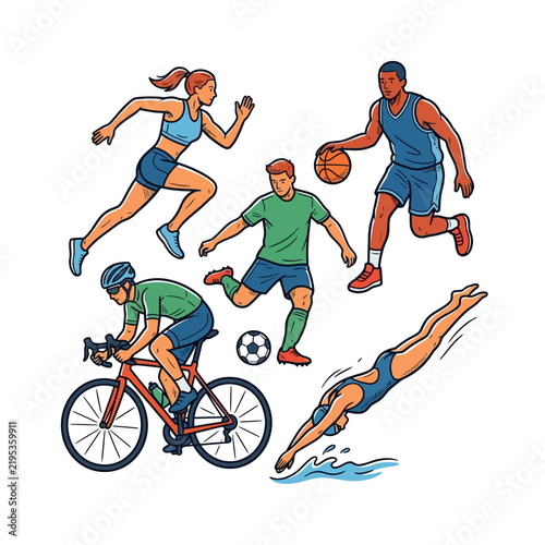 Diverse Athletes Engaging In Popular Sports Activities And Fitness Routines For Health