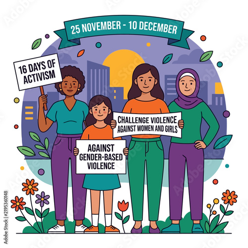 Challenging Gender Violence Solidarity Protest Illustration