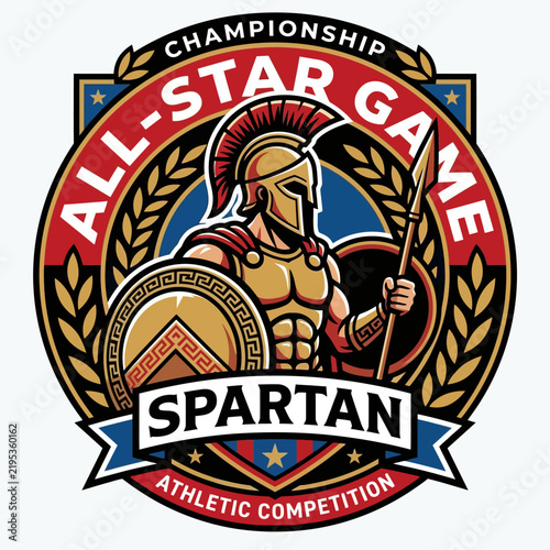 Championship All-Star Spartan Game Athletic Competition Emblem Design