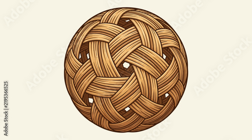 Artistic Woven Sphere Icon For Traditional Southeast Asian Sport Sepak Takraw Ball