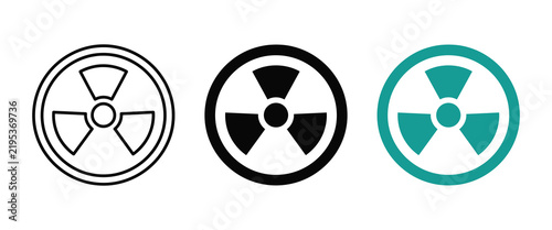 Obraz na płótnie Nuclear radiation hazard symbol icon set with warning sign radioactive icon dang