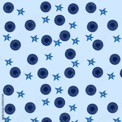 pattern with blue flowers blueberry