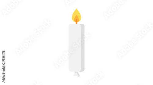 Bild auf Leinwand Vector illustration of a white candle burning with a yellow flame isolated on wh