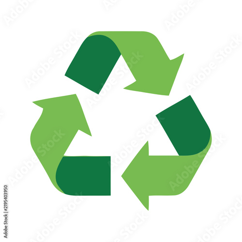 Eco-friendly recycling arrow sign graphic representing sustainable development and ecology