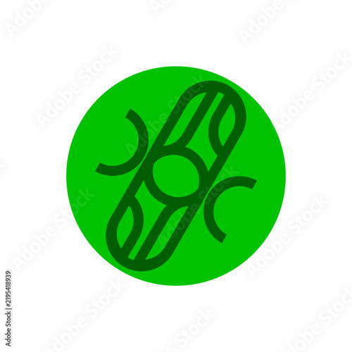Abstract Green Chain Link Circular Logo Design with Interlocking Curved Shapes, Modern Connection Symbol, and Minimalist Geometric Emblem on White Background