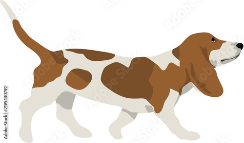 Beagle Dog Walking on a Leash Pet Companion Animal Character Illustration