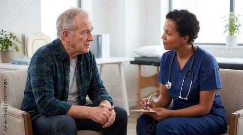 Caring Medical Professional Consults With Older Patient