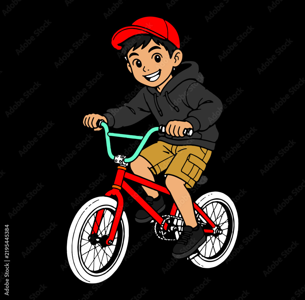 Obraz premium Kid ridding bmx sticker vector illustrator 