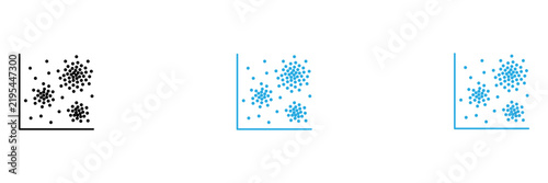 Scatter plot of blue dots forming clusters in a square frame