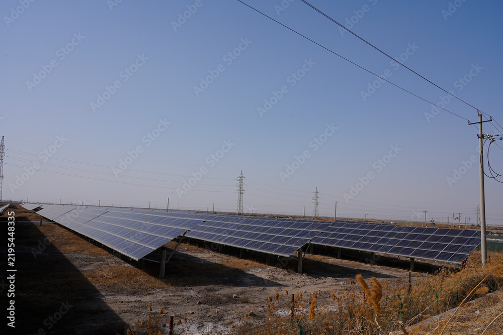 Fototapeta premium Solar panels green energy light energy