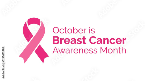Vibrant pink ribbon vector graphic illustration symbolising awareness for national breast cancer health advocacy campaign annually