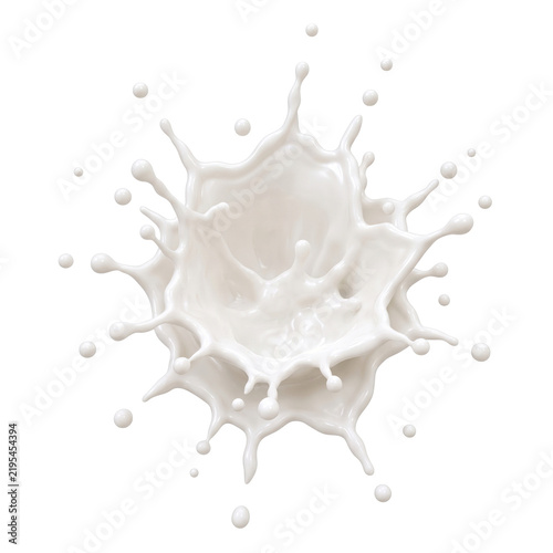 3D Render of Pure White Milk Crown Splash Top View on Transparent Background